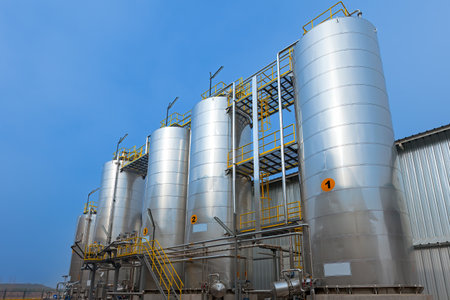 View of silos with chemicals for the food industryの写真素材