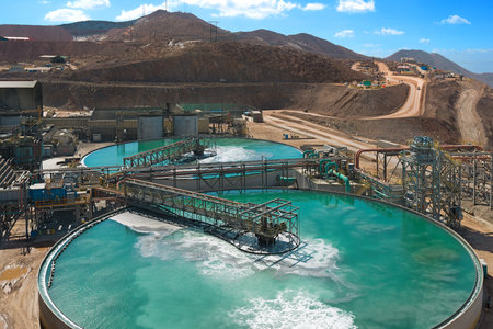 The water treatment facility at a copper mine and processing plant.の写真素材