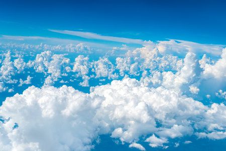 Sky with clouds from aboveの写真素材