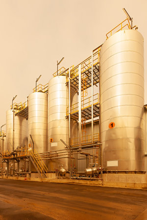 View of silos with chemicals for the food industryの写真素材