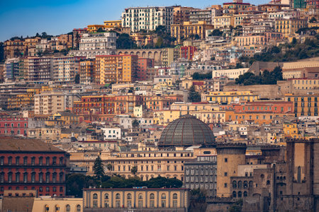 Skyline of Naples waterfront, Italyの写真素材