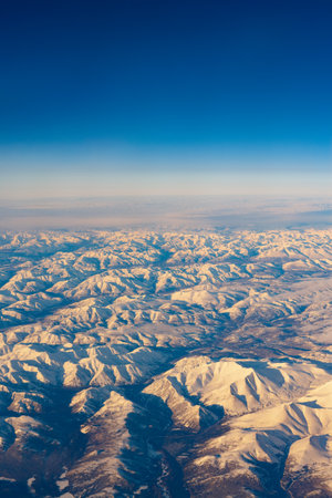 Aerial view of frozen mountains in the North Pole.の写真素材