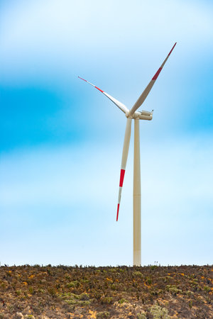 Wind turbine at wind farm, Coquimbo Region, Chileの写真素材