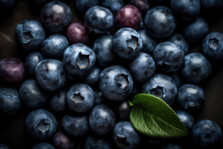 Background of the fresh blueberries. Composite with different elements made with generative AIの素材