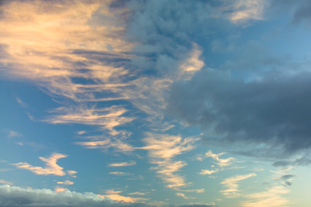 Sky with clouds at sunsetの写真素材