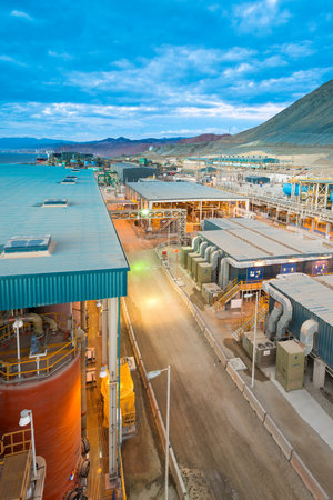 Antofagasta, Chile -  Elevated view of a desalination plant.のeditorial素材