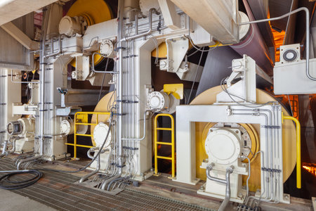 The machinery in a paper mill plant.の写真素材