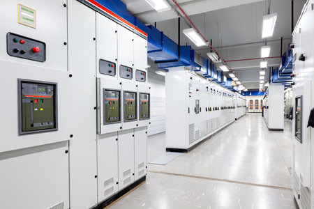 Perspective of an electrical switchgear roomの写真素材