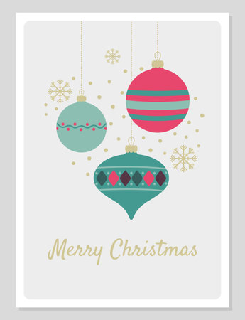 Vintage christmas card with craft decorations. Vector illustration in flat style.のイラスト素材