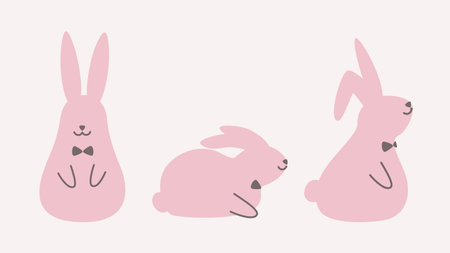 Set of cute bunnies in different poses. Vector illustration.のイラスト素材
