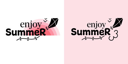 Enjoy summer. Summer vibes. Summer lettering. Summer logo. Summer time. Inscription for cards, posters, printing on T-shirts.のイラスト素材
