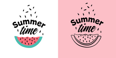 Summer time. Summer lettering. Summer vibes. Inscription for cards, posters, printing on T-shirts.のイラスト素材