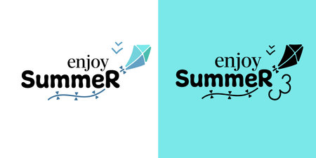 Enjoy summer. Summer vibes. Summer lettering. Summer logo. Summer time. Inscription for cards, posters, printing on T-shirts.のイラスト素材