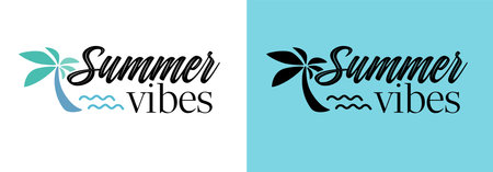 Summer vibes lettering. Hand drawn typography poster. Vector illustrationのイラスト素材