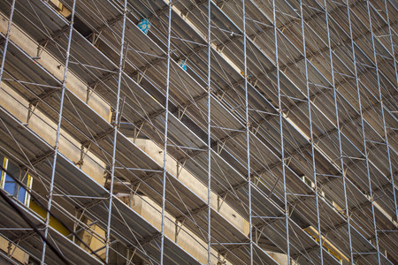 Building under construction, metal scaffoldingのeditorial素材