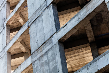 Modern concrete building structure under constructionの写真素材