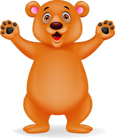 Bear cartoon wavingのイラスト素材