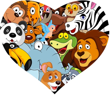 Animal with heart shapeのイラスト素材