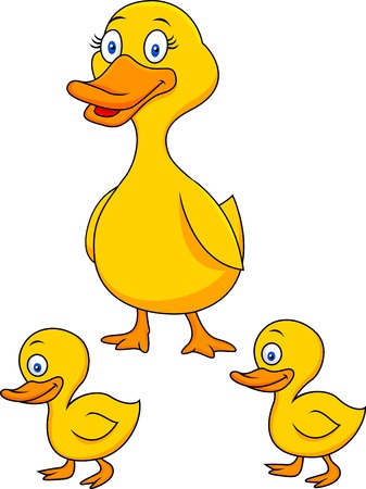 Duck family cartoonのイラスト素材