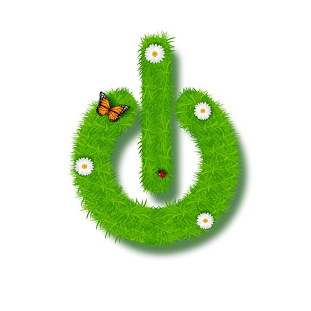 Power icon from grass backgroundのイラスト素材