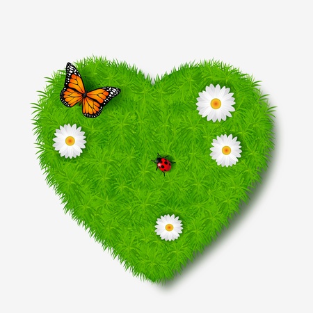 Love icon from grass backgroundのイラスト素材