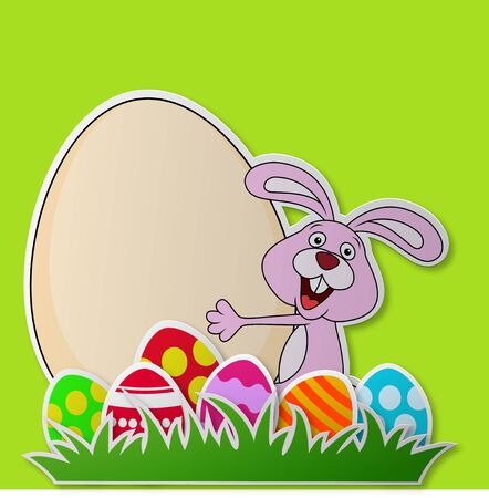 Paper card with rabbit and Easter egg のイラスト素材