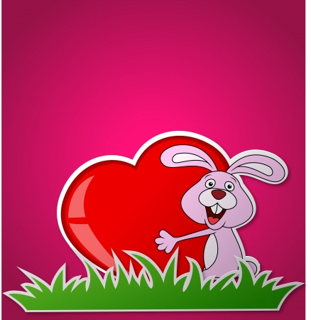 Rabbit embrace heart love のイラスト素材