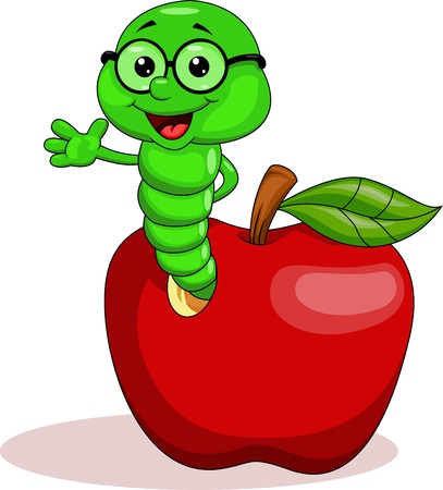Worm and apple のイラスト素材