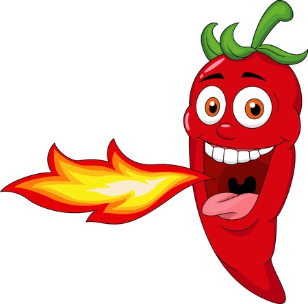 Chili Cartoon Character Breathing Fire のイラスト素材