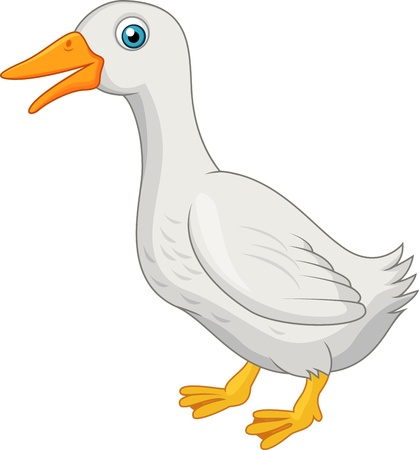 Cute white duck cartoonのイラスト素材