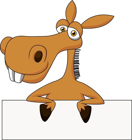 Cute donkey cartoon with blank signのイラスト素材