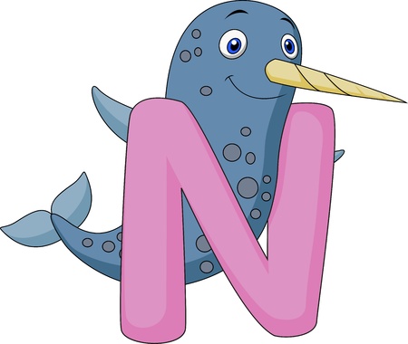 Alphabet N with Narwhalのイラスト素材