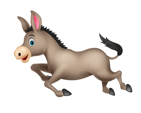Cute donkey cartoon runningのイラスト素材