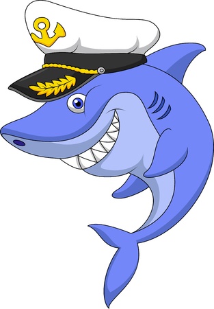Shark captain cartoonのイラスト素材