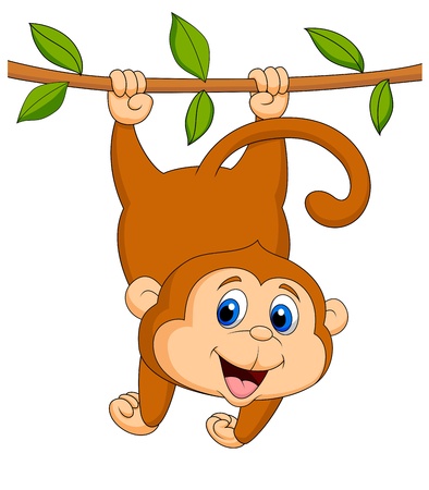 Cute monkey cartoon hangingのイラスト素材