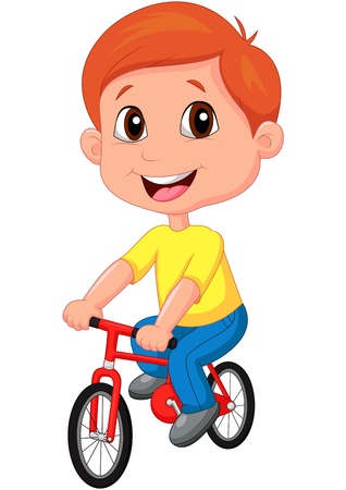 Boy cartoon riding bicycleのイラスト素材