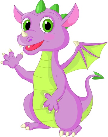 Cute baby dragon wavingのイラスト素材