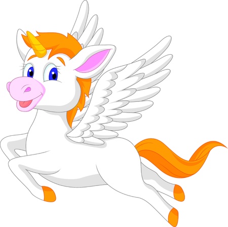 White unicorn horse cartoonのイラスト素材