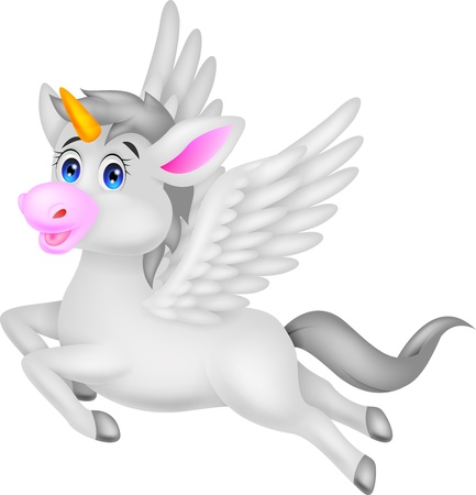 Gray unicorn horse cartoon のイラスト素材
