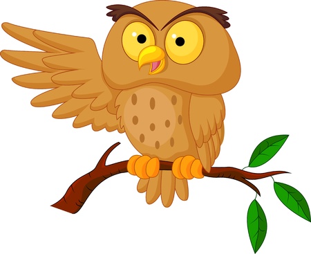 Cute owl cartoon waving のイラスト素材