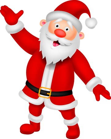 Happy Santa cartoon waving hand のイラスト素材