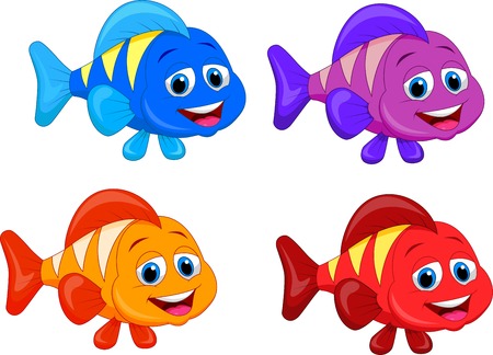 Cute fish cartoon collection set のイラスト素材