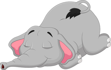 Cartoon elephant sleeping のイラスト素材