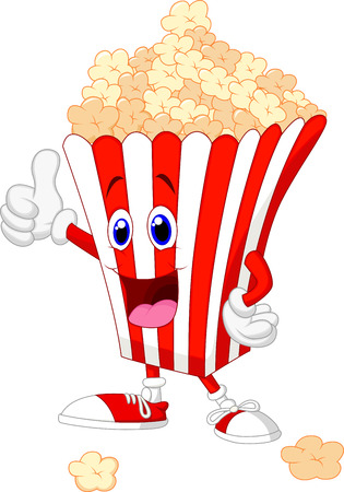 Cute popcorn cartoon with thumb up のイラスト素材