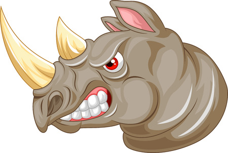 Angry rhino cartoon character のイラスト素材