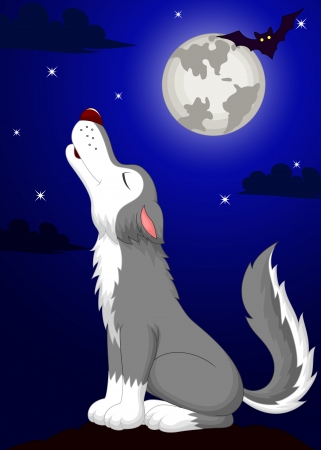 Cute wolf cartoon fowling のイラスト素材