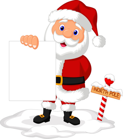 Santa cartoon holding blank paper のイラスト素材