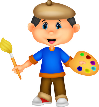 Little boy cartoon painting のイラスト素材