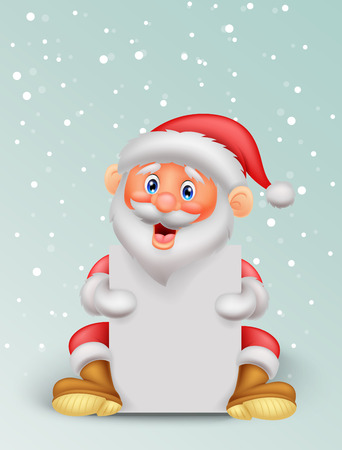 Cute santa cartoon holding blank paper のイラスト素材