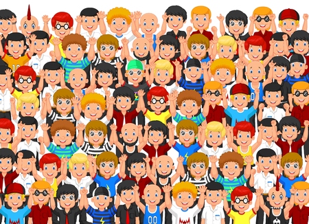 Crowd of cartoon People Cheeringのイラスト素材